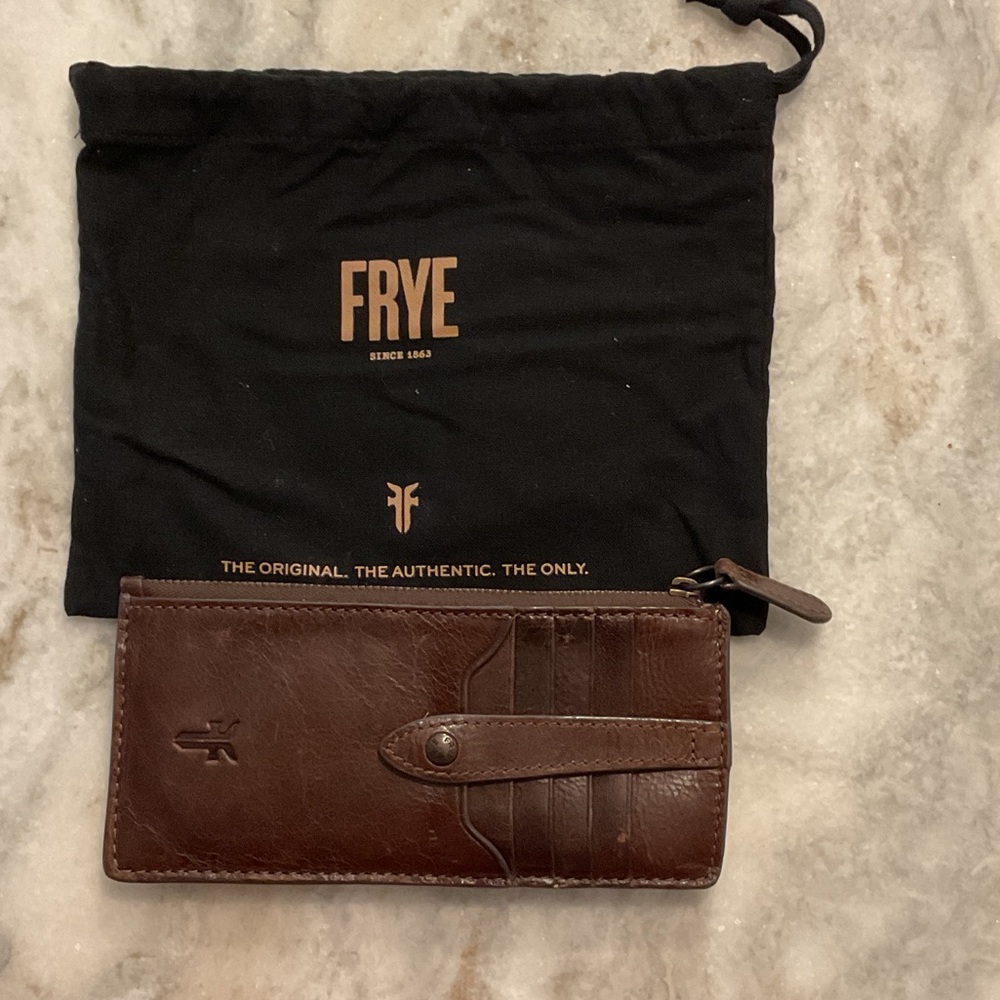 Frye Brown Leather Melissa Snap Card & Key Holder Women’s Wallet